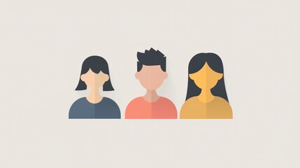 Fototapeta premium Simple people icon featuring a minimalistic design and neutral color palette.