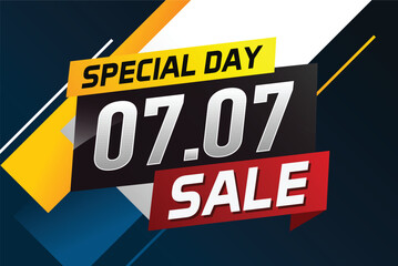 7.7 Special day sale word concept vector illustration with ribbon and 3d style for use landing page, template, ui, web, mobile app, poster, banner, flyer, background, gift card, coupon

