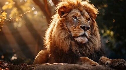 Fototapeta premium A majestic lion in the style of National Geographic, Generative ai.