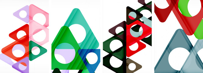 Abstract background set featuring captivating triangles. Harmonious blend of geometry and style, these designs bring modern flair