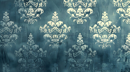  an elegant damask wallpaper pattern with intricate hand-painted patterns and subtle shimmer. - obrazy, fototapety, plakaty