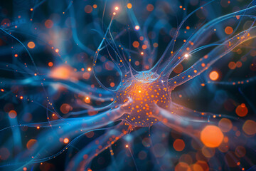 Illuminated Neuron Network: Glowing Synapses and Neural Connections
 - obrazy, fototapety, plakaty