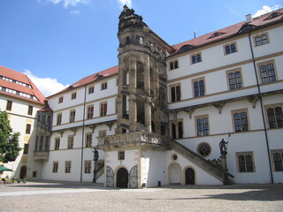 Fototapeta na wymiar Treppenturm Wendelstein am Schloss Hartenfels in Torgau