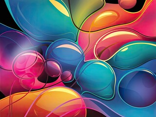 Abstract art illustration featuring bubbles shapes in vibrant colors with Generative AI.