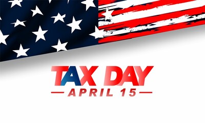 Tax Day Reminder Concept  , Vector Design Element Template - USA Tax Deadline, Due Date for IRS Federal Income Tax Returns: 15th April