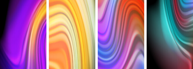 Liquid color waves poster set for wallpaper, business card, cover, poster, banner, brochure, header, website