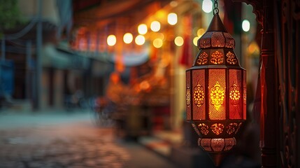 A lantern is lit in front of the house as a symbol of peace and prosperity - obrazy, fototapety, plakaty