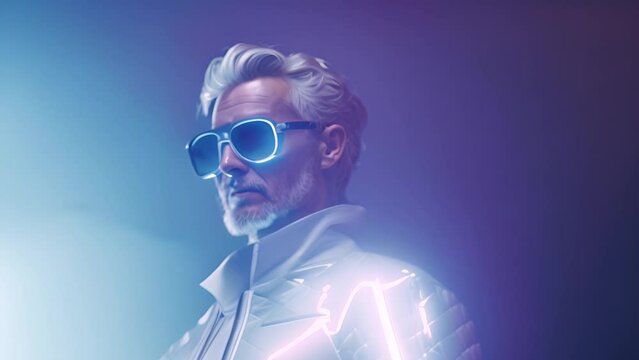 Stylish Man in Shiny Jacket and Sunglasses Generative AI