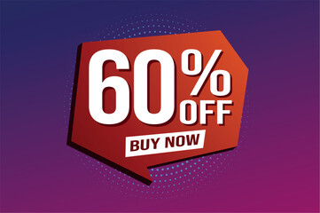 60% sixty percent off buy now poster banner graphic design icon logo sign symbol social media website coupon

