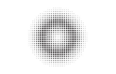Color halftone dots Black dots on white background