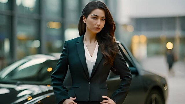 Asian Woman with Super Car Generative AI