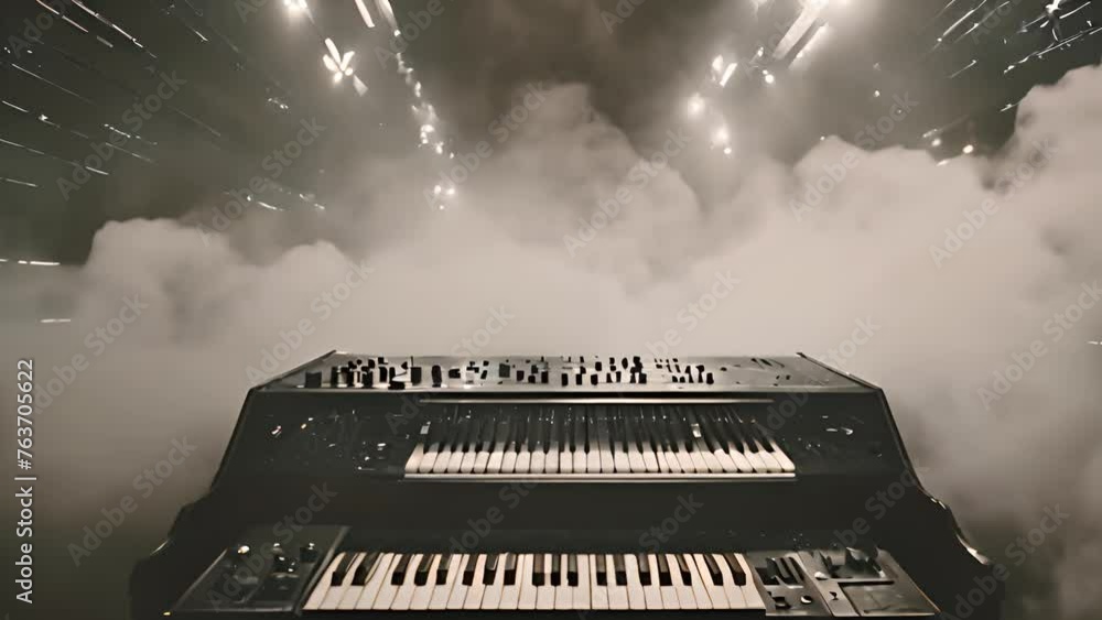 Poster electronic keyboard center stage generative ai