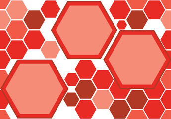 Geometric hexagon red abstract seamless pattern background molecule and communication. geometric big data complex with compounds. for vector fashion geometric hexagon design banner, poster, card, web