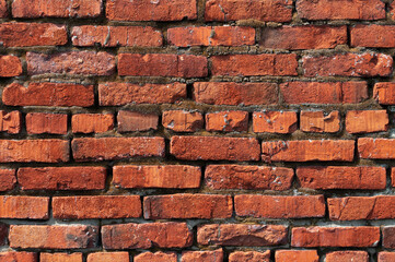 Old red brick wall texture