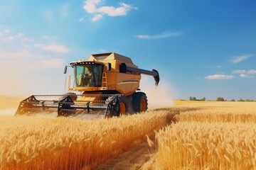 Combine harvester harvesting from the field