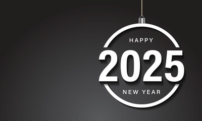 Happy New Year 2025 greeting card design template.