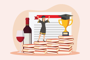 Graduation Day Flat Design Illustration