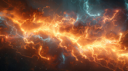 Amazing colored electric energy lightning, 3d rendering