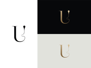 elegant, simple, minimal, and luxury serif font alphabet letter U logo design