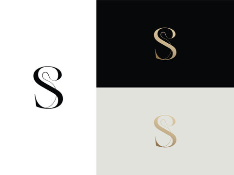 elegant, simple, minimal, and luxury serif font alphabet letter S logo design