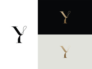 elegant, simple, minimal, and luxury serif font alphabet letter Y logo design