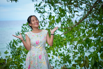 Portrait of a young Asian girl in the park