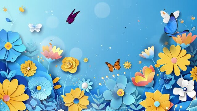 social media stories posts blue background with template floral. seamless looping overlay 4k virtual video animation background