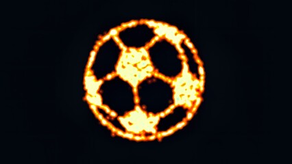 Beautiful illustration of football with fire effect on plain black background