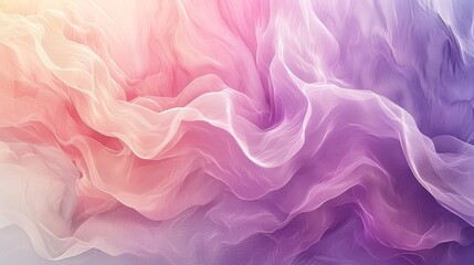 Obraz premium A minimalist wallpaper with a soft pastel gradient, blending from peach to lavender. Flowing Fabric Waves in Pink and Purple Tones.