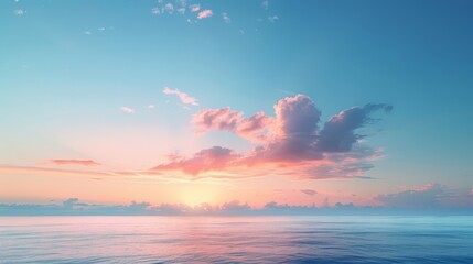 Fototapeta na wymiar Pastel Sunset Sky Over Tranquil Sea.