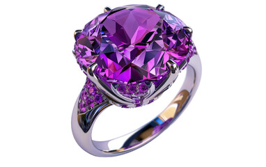 Gleaming Amethyst Ring isolated on transparent Background