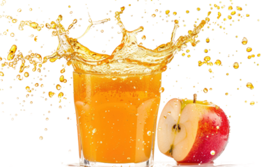 Splashing Apple Juice isolated on transparent Background