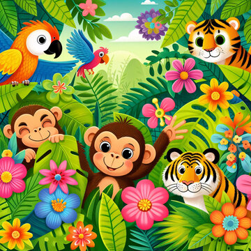 jungle kids illustrations