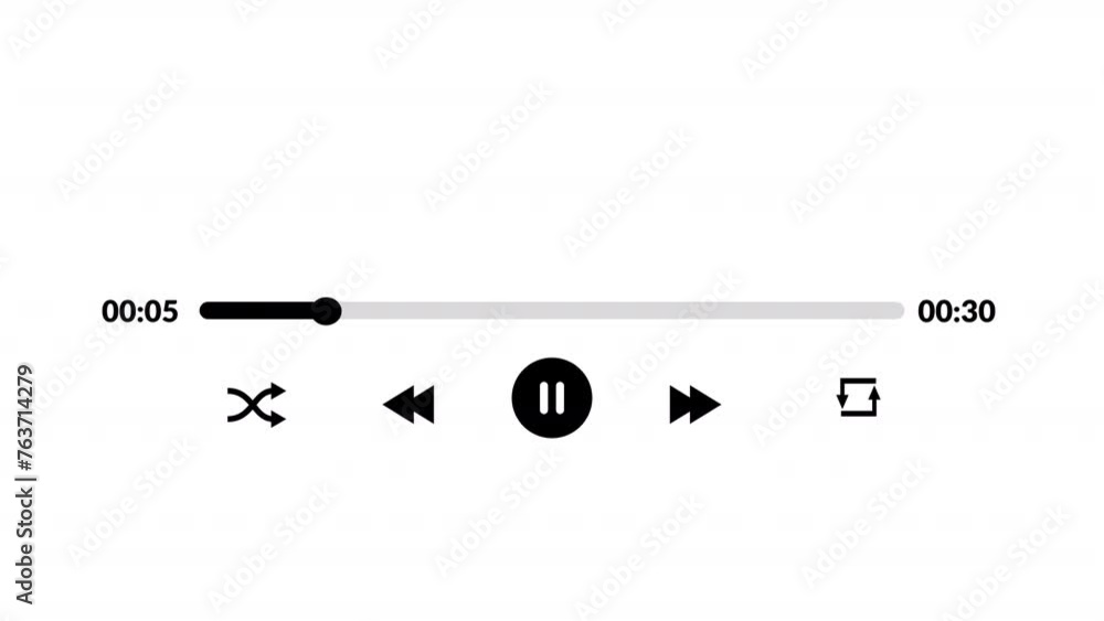 Poster music player scroll bar button with audio reactor, music timeline or video track player icon, media 