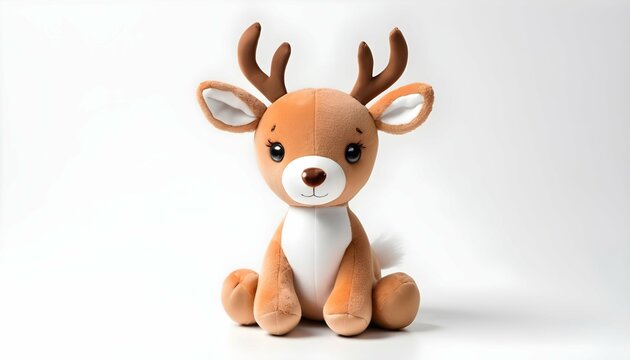 Deer plush toy isolated on white background