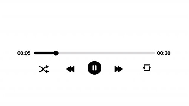 Music player scroll bar button with audio reactor, Music timeline or video track player icon, media player progress bar animation.