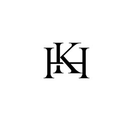 Initial Letter Logo. Logotype design. Simple Luxury Black Flat Vector KH