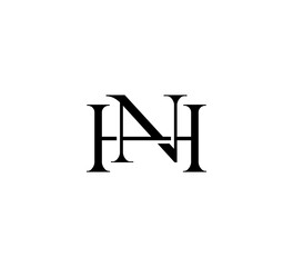 Initial Letter Logo. Logotype design. Simple Luxury Black Flat Vector NH