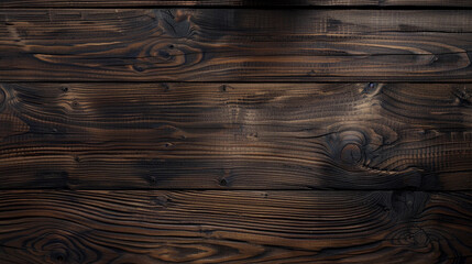 Close up view of knotted wooden pine wood, dark brown color empty wooden surface background