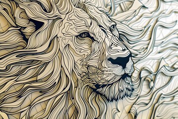 bold line art Lion