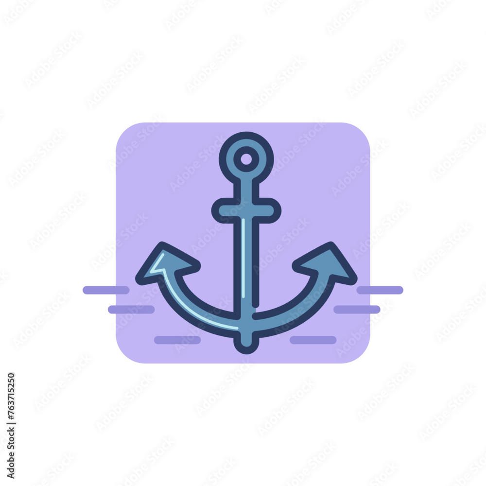 Poster nautical anchor outline vector icon. web site page and mobile app design element. sea and ships conc