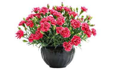 Obraz premium Pot of Carnations: Blooming Beauty isolated on transparent Background