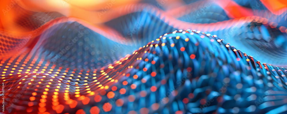 Poster particle space lines background 3d rendering, background of abstract polka dot particles with techno