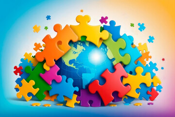 World autism awareness day, color puzzles. - 763716086