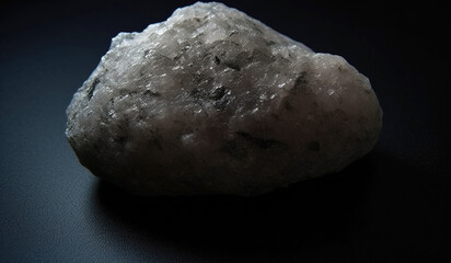 Bischofite is a rare precious natural stone on a black background. AI generated. Header banner mockup with space.