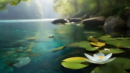 Foto op Canvas Water lilies in the lake © Muhammad Yasir Raza