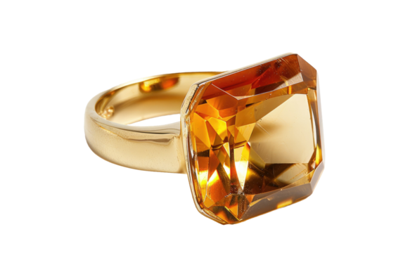 Radiant Citrine Ring isolated on transparent Background