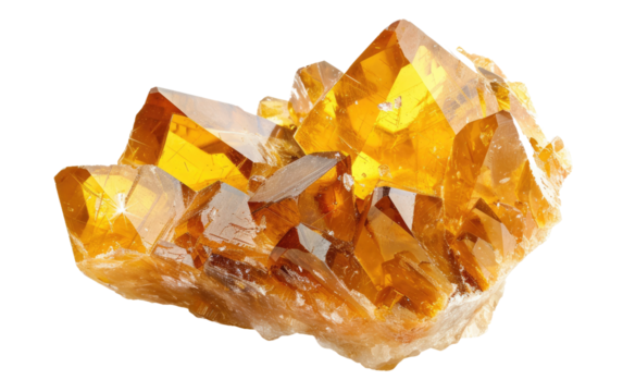 Glowing Citrine Jewel isolated on transparent Background