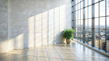 Modern Building and Interior Design with Reflective Windows in the Cityscape