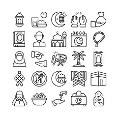 Creative ramadan icon collections in outline style design